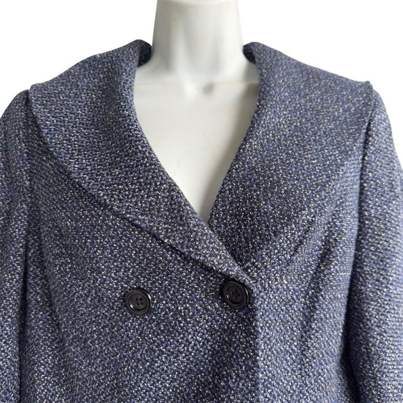 Calvin Klein Tweed Collar Blazer Women's 10 Blue Black Career Office Jacket - Picture 4 of 5